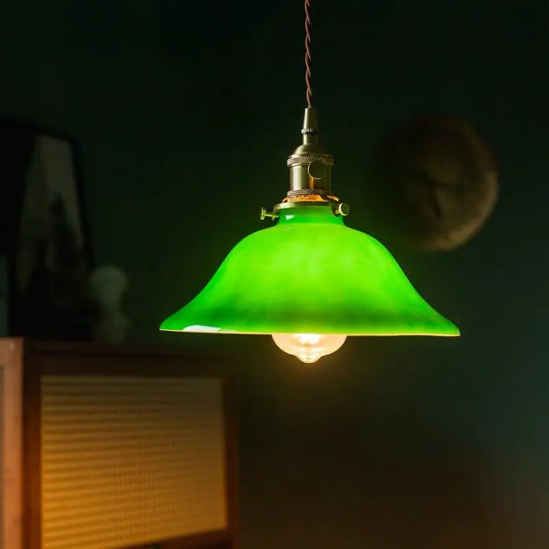 Traditional Vintage Hardware Glass Round Shade 1-Light Pendant Light For Bedroom