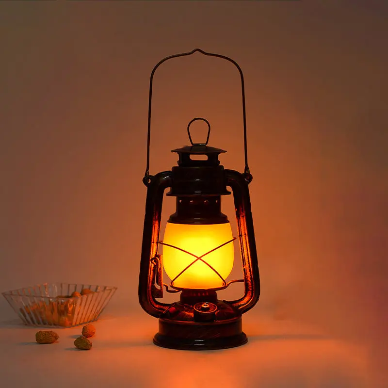 Traditional Vintage Rechargeable Cylinder Bent Tube Disc Base Iron Acrylic LED Table Lamp For Bedroom