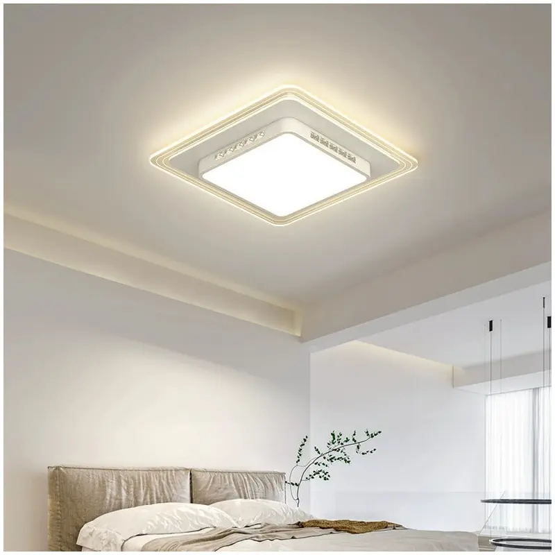 Modern Simplicity Hardware Acrylic Rectangular Square Round Striped LED Flush Mount Ceiling Light For Living Room