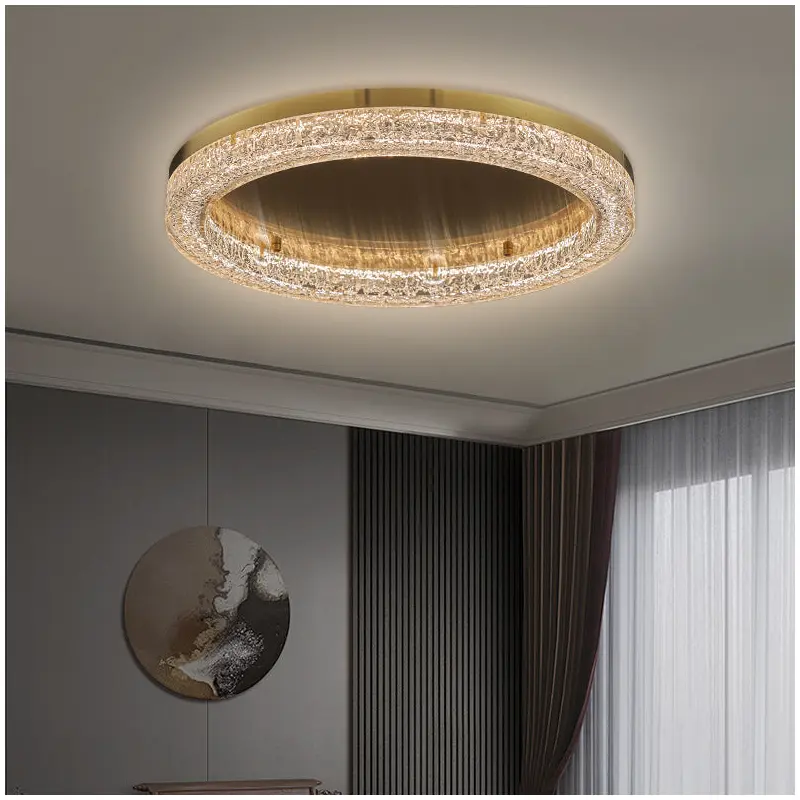 Modern Simplicity Stainless Steel Resin Round Ripple LED Flush Mount Ceiling Light For Bedroom