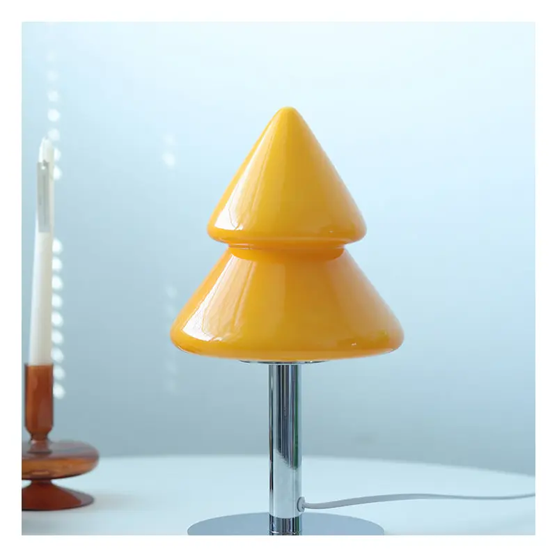 Contemporary Creative Christmas Tree Iron Glass 1-Light Table Lamp For Bedroom