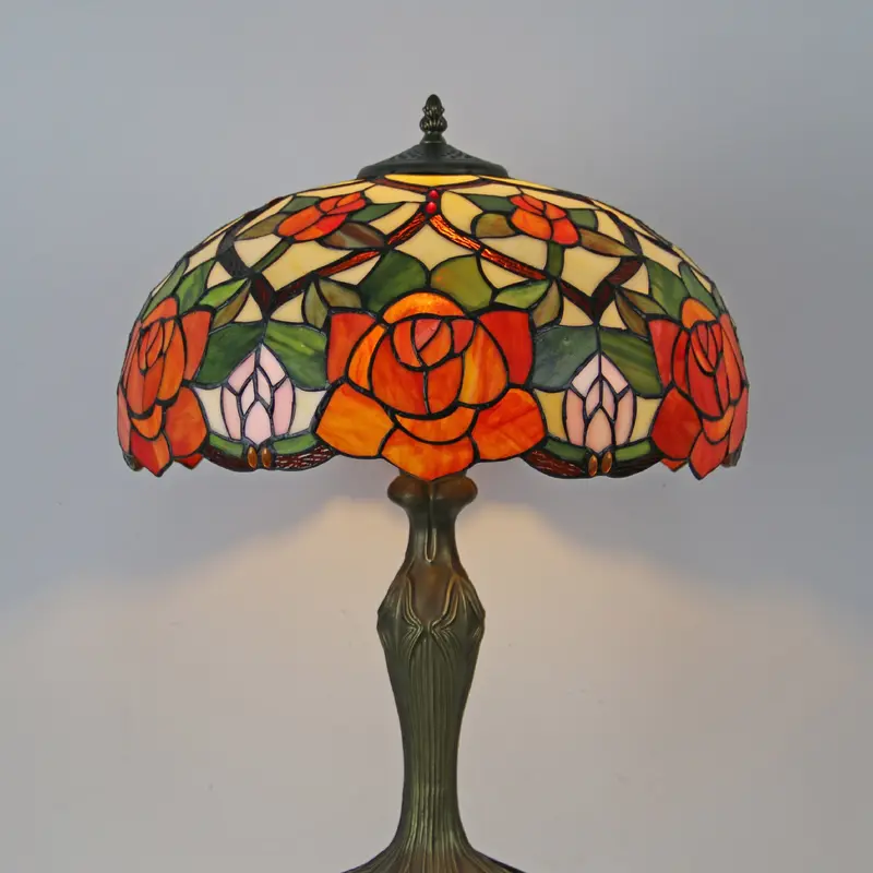 Traditional Tiffany Dome Resin Colorful Glass 2-Light Table Lamp For Living Room