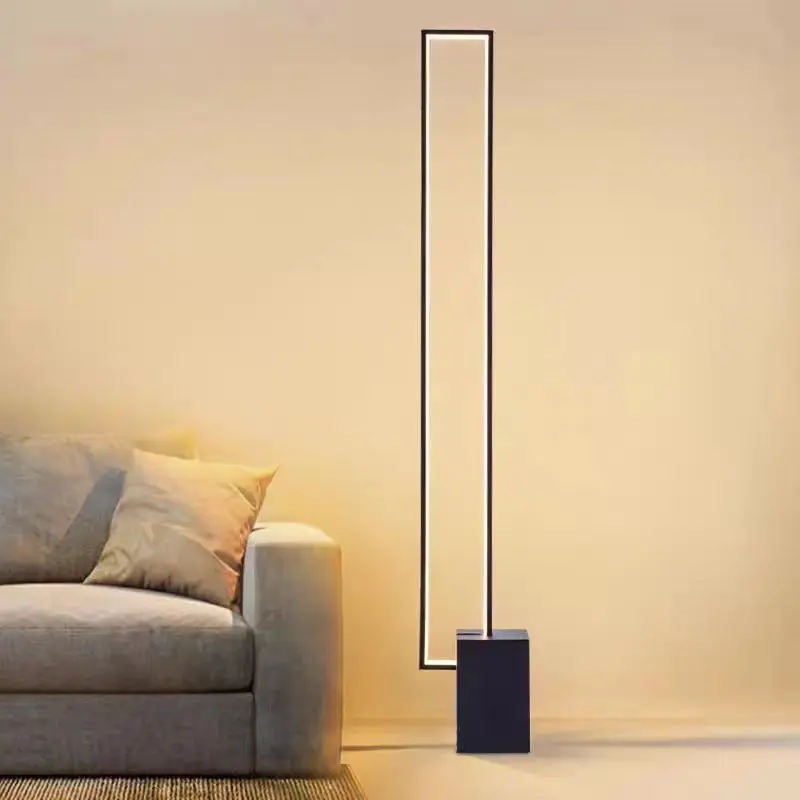 Modern Minimalist Iron Marble Rectangular LED Standing Floor Lamp For Living Room