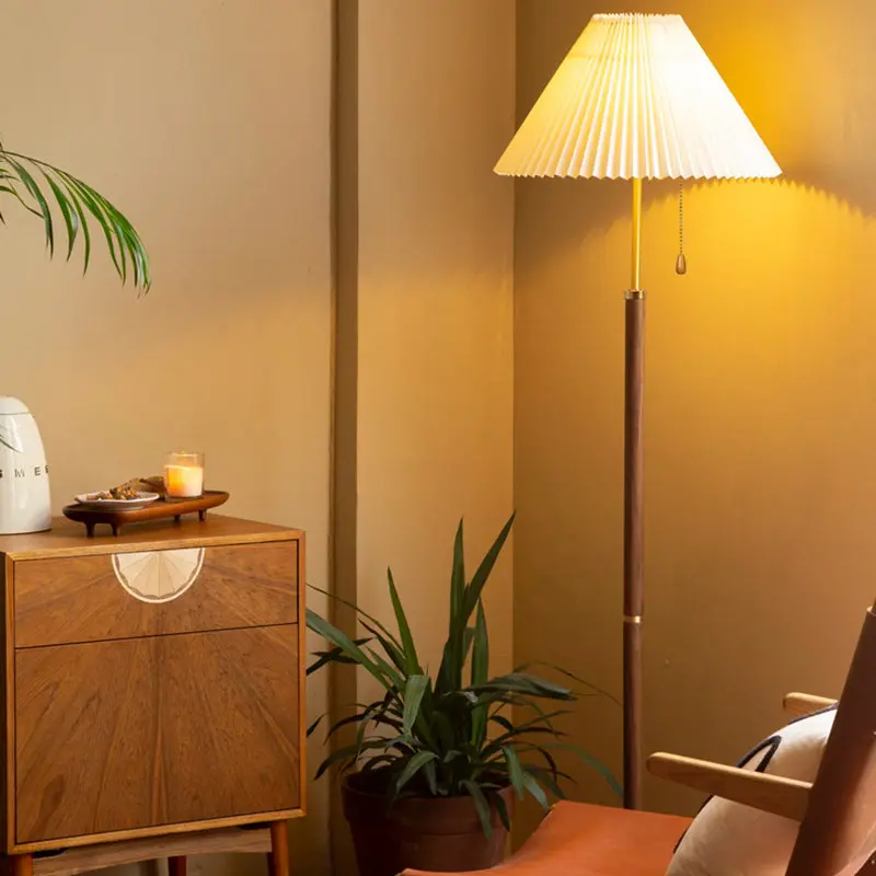 Traditional Vintage Drum Iron Fabric 1-Light Standing Floor Lamp For Living Room