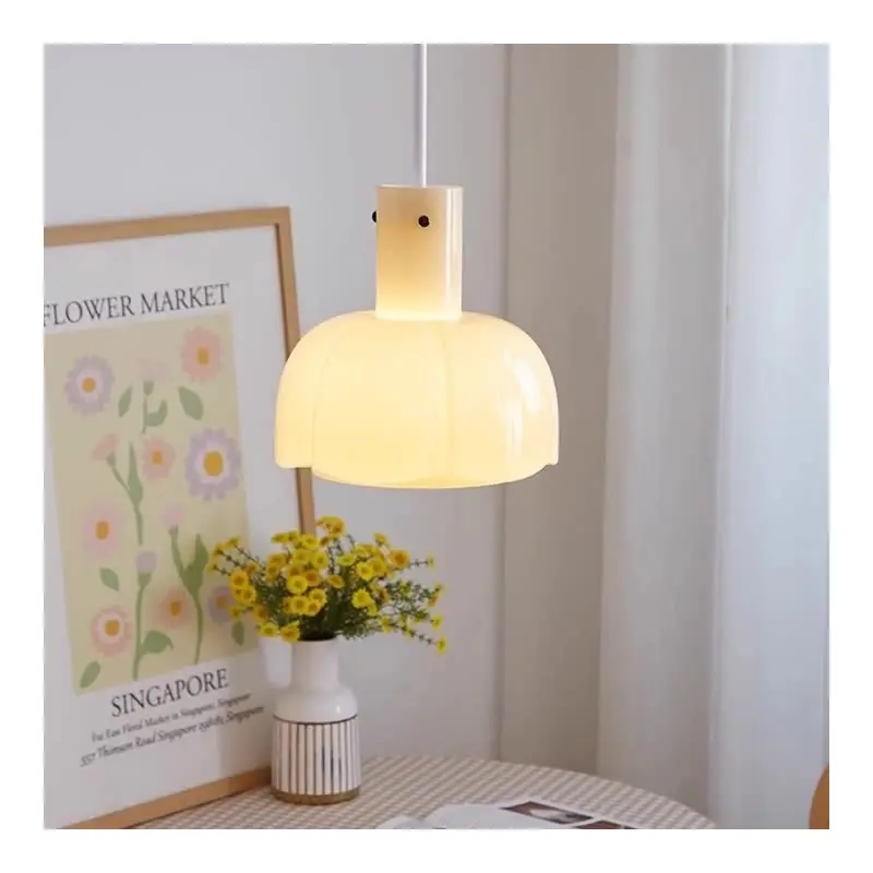 Traditional Vintage Dome Iron Glass 1-Light Pendant Light For Living Room