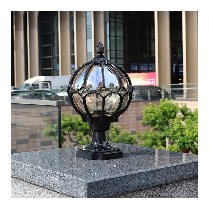 Contemporary Simplicity Round Waterproof Aluminum Glass 1 - Light Outdoor Post Light For Garden