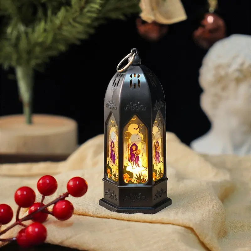 Contemporary Creative Pumpkin Witch Plastic Cottage LED Night Light Table Lamp For Bedroom