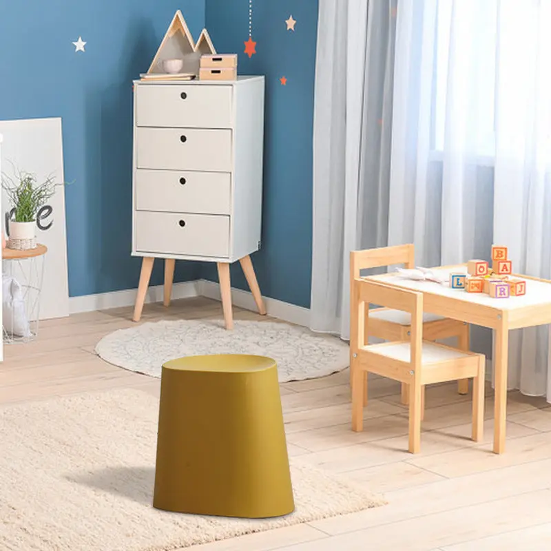 Modern Minimalist Trapezoidal Polypropylene Low Stool For Living Room