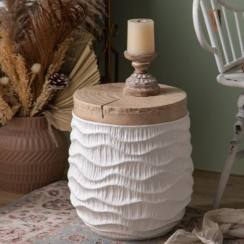 Modern Minimalist Round Magnesium Oxide End Table For Living Room