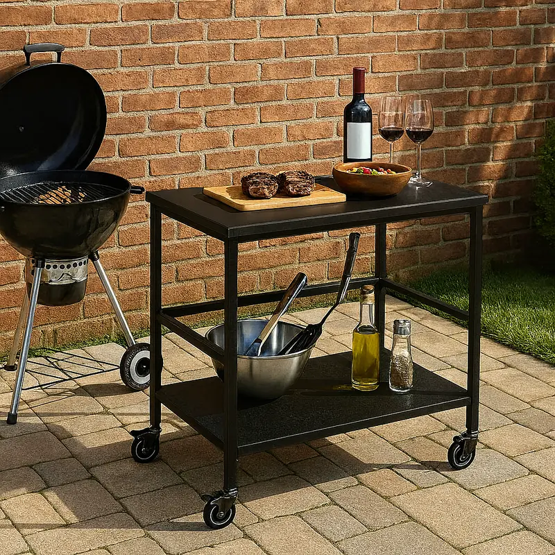 Versatile Outdoor Cart End Table - 2-Tier Movable Storage For Gardens & Outdoor Patios