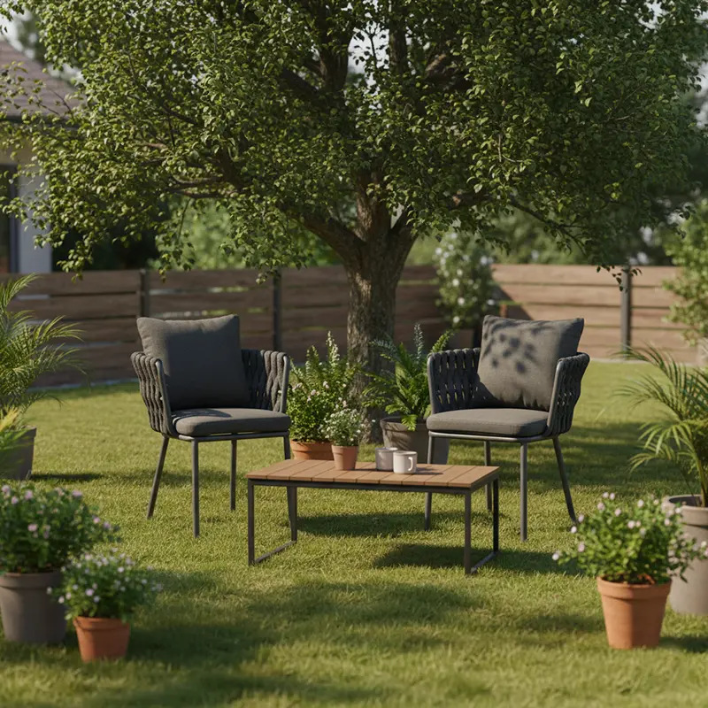 Contemporary Aluminum Outdoor Dining Chair - Waterproof Woven Backrest Accent Chair for Garden