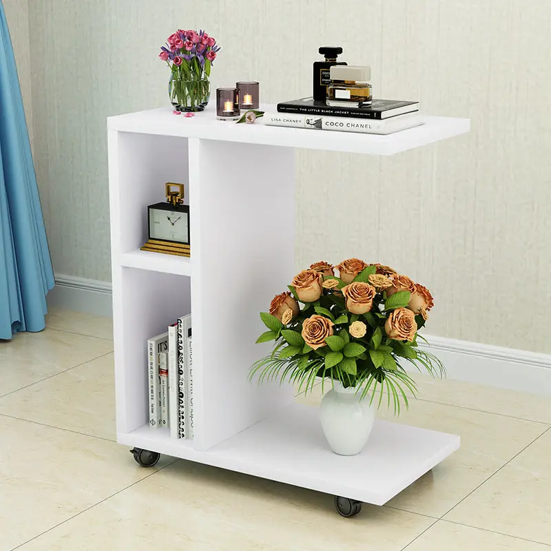 Modern Minimalist Rectangular Laminate End Table 3-Tier Movable For Living Room