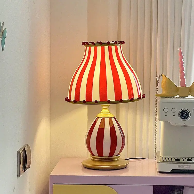 Traditional Vintage Circus Dome Resin Glass 1-Light Table Lamp For Bedroom