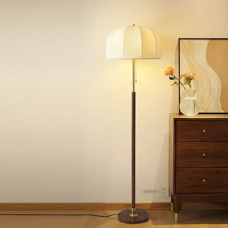 Traditional Vintage Round Semicircle Fabric Iron 1-Light Standing Floor Lamp For Living Room