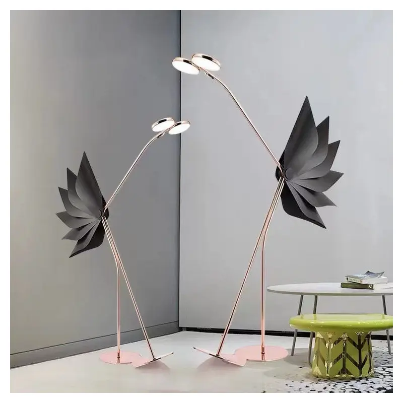 Contemporary Creative Flamingo Iron Acrylic LED Standing Floor Lamp For Living Room
