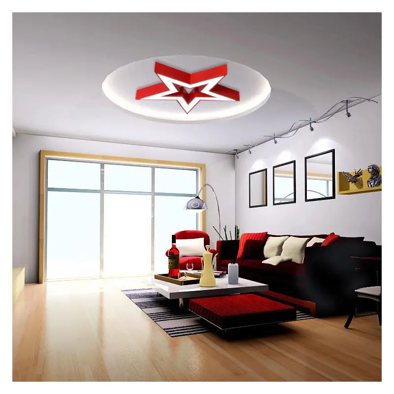 Modern Simplicity Pentagram Skeleton Acrylic Iron LED Flush Mount Ceiling Fan Light For Bedroom