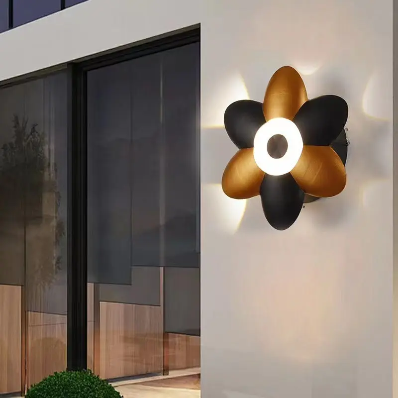 Contemporary Industrial Flower-Shaped Design Aluminum LED Wall Sconce Lamp for Outdoor Patio