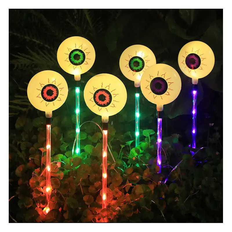Modern Art Deco Solar Battery Waterproof Round Eyeball Halloween PVC LED Outdoor Light Landscape Lighting For Garden