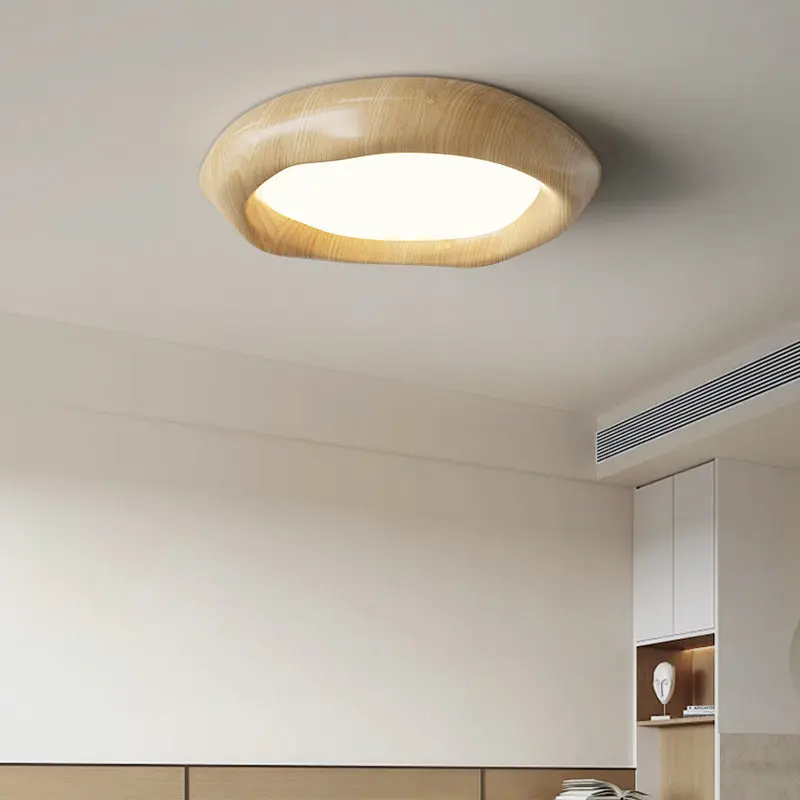 Traditional Vintage Irregular Round ABS Iron Acrylic LED Flush Mount Ceiling Light For Bedroom