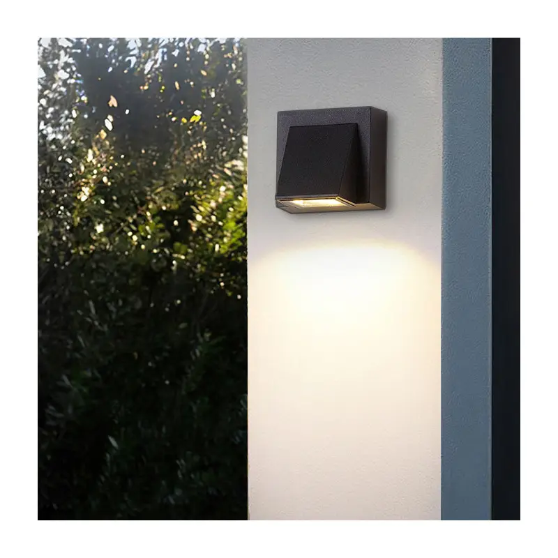 Modern Minimalist Waterproof Up And Down Geometric Square Aluminum Acrylic LED Outdoor Wall Sconce Lamp For Outdoor Patio