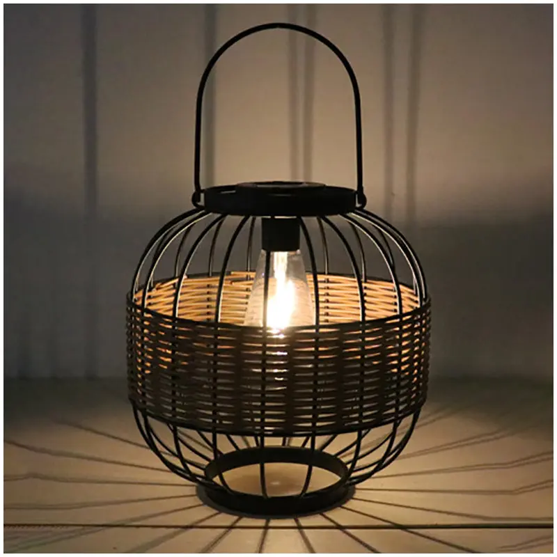 Traditional Vintage Rattan Iron Ball 1-Light Outdoor Light For Garden