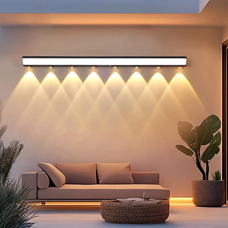Modern Minimalist Solar Waterproof Motion Sensor Acrylic Aluminum & Stainless Steel Rectangular LED Wall Sconce Lamp For Outdoor Patio