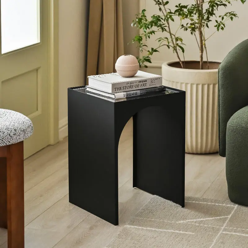 Modern Minimalist Iron & Acrylic Rectangular Arch Side Table For Living Room & Bedroom