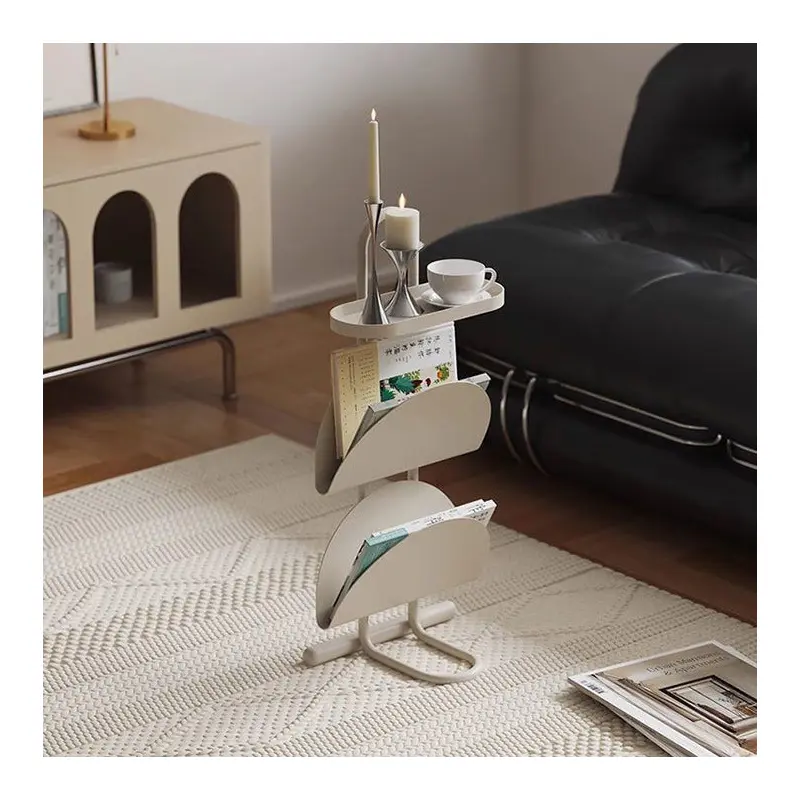 Contemporary Nordic Iron Oval Semi-Circle Side Table 3-Tier For Living Room