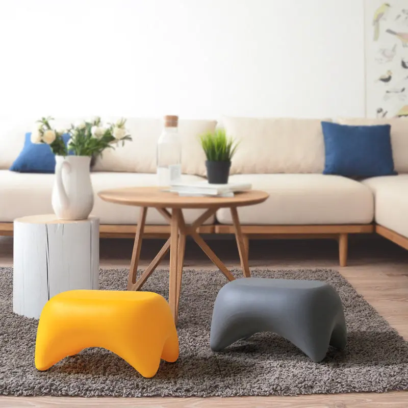 Contemporary Nordic Trapezoid Children Full PE Low Stool Backless Armless For Living Room