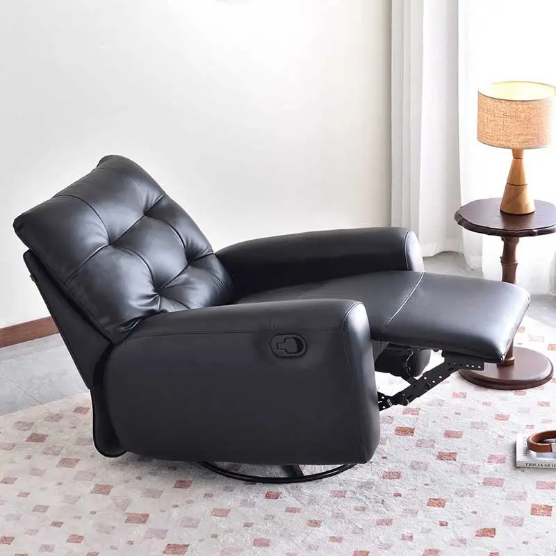 Contemporary Eco Leather Recliner Lounge Chair - 360 Swivel Manual Rocking Accent Chair For Living Room
