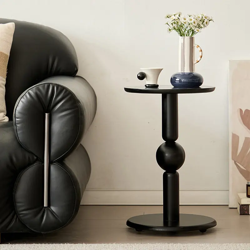 Contemporary Nordic Cylindrical Pine Wood Side Table 1-Tier For Living Room