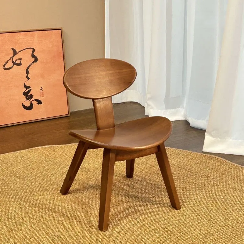 Contemporary Nordic Ellipse Ebony Wood Low Stool Backrest For Living Room