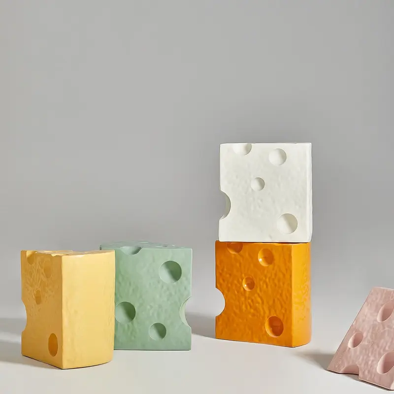 Contemporary Creative Acrylic & Plastic Cheese-Shaped End Table For Living Room Decor