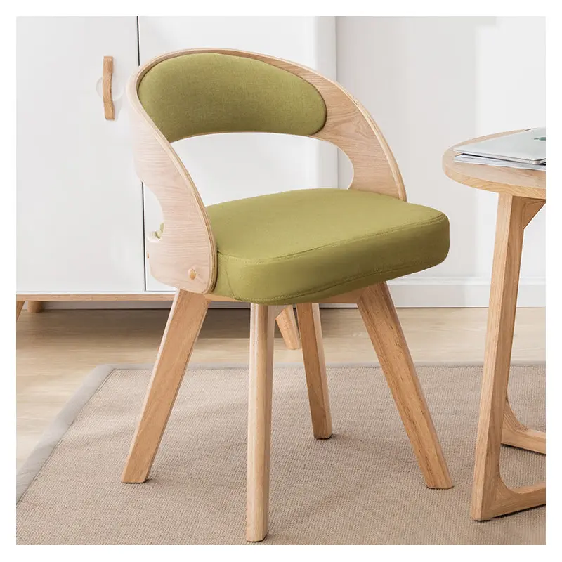 Contemporary Creative Rectangular Wood Fabric Chair Backrest Armless For Living Room