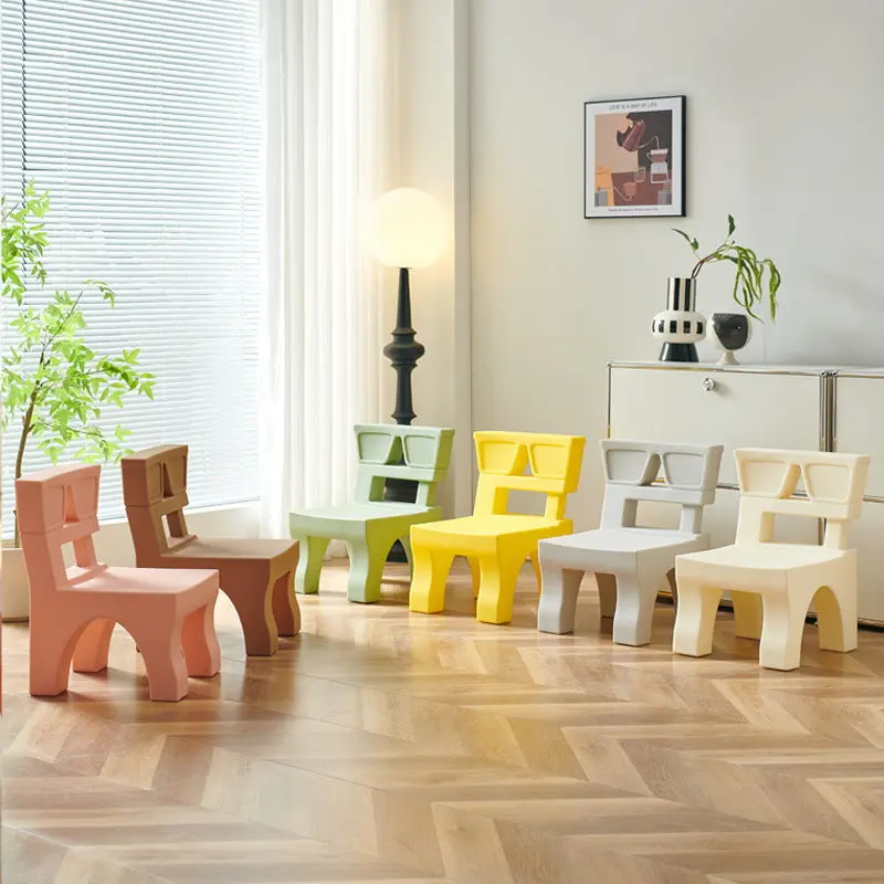 Contemporary Nordic Plastic Square Low Stool For Kids Bedroom & Living Room