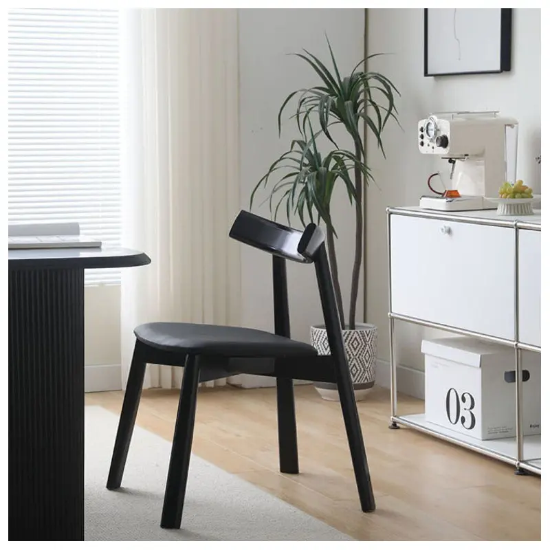 Modern Minimalist Oval Wood Microfiber Leather  Chair Backrest Armless For Living Room