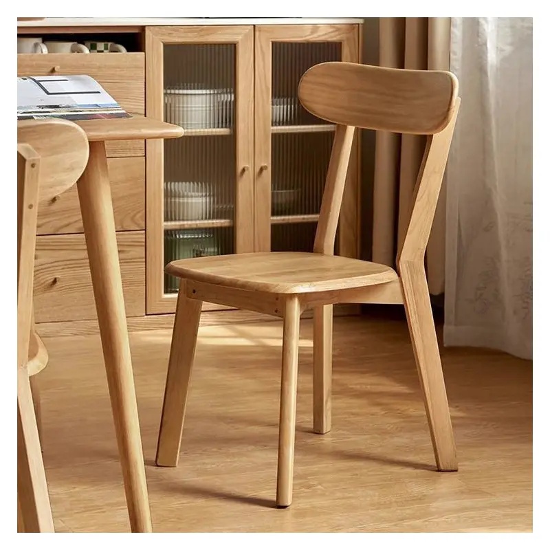 Traditional Japanese Oval Wood Chair Backrest Armless For Living Room