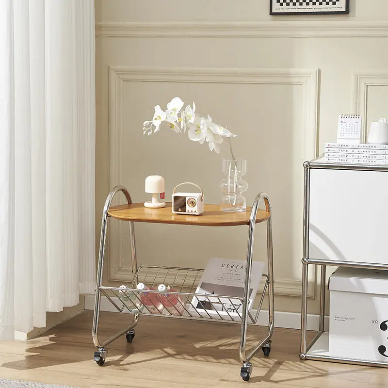 Contemporary Nordic Trapezoid Boxwood Stainless Steel Side Table 2 - Tier For Living Room