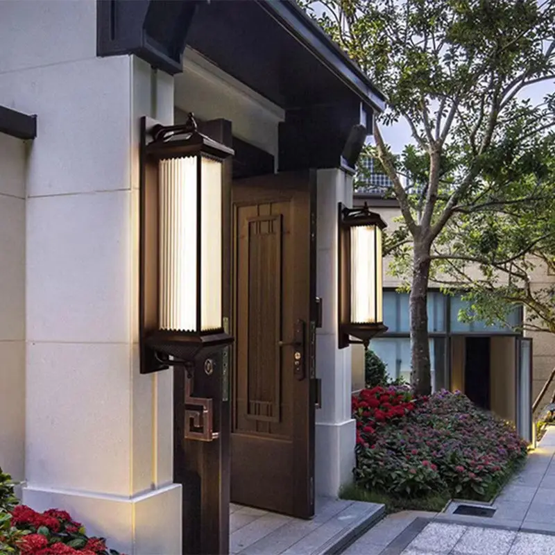 Modern Minimalist Solar Aluminum & Glass Rectangular LED Wall Sconce Lamp For Garden