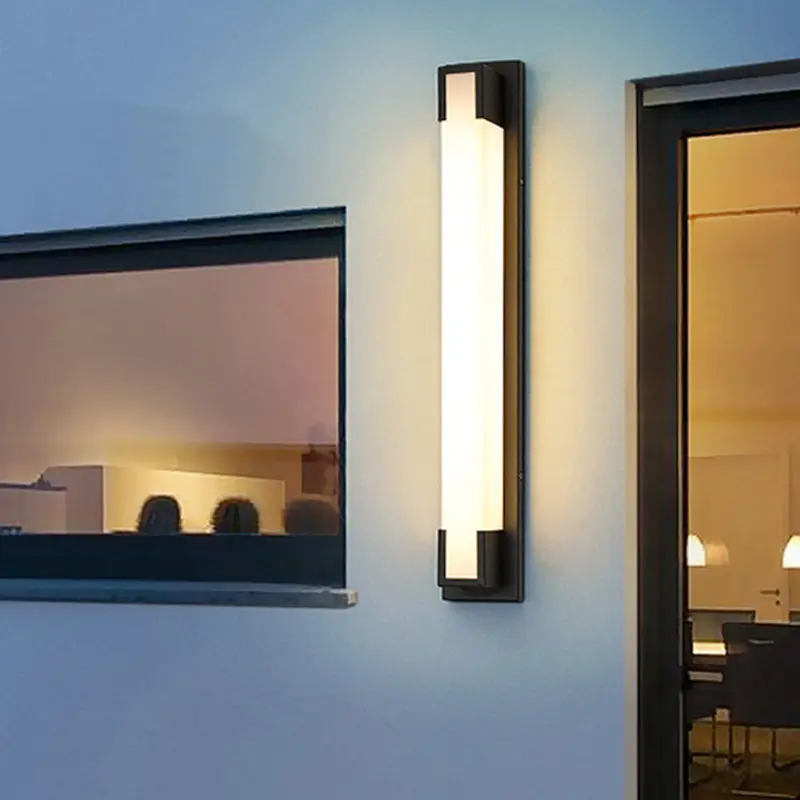 Modern Minimalist Stainless Steel Acrylic Rectangular LED Wall Sconce Lamp For Outdoor Patio