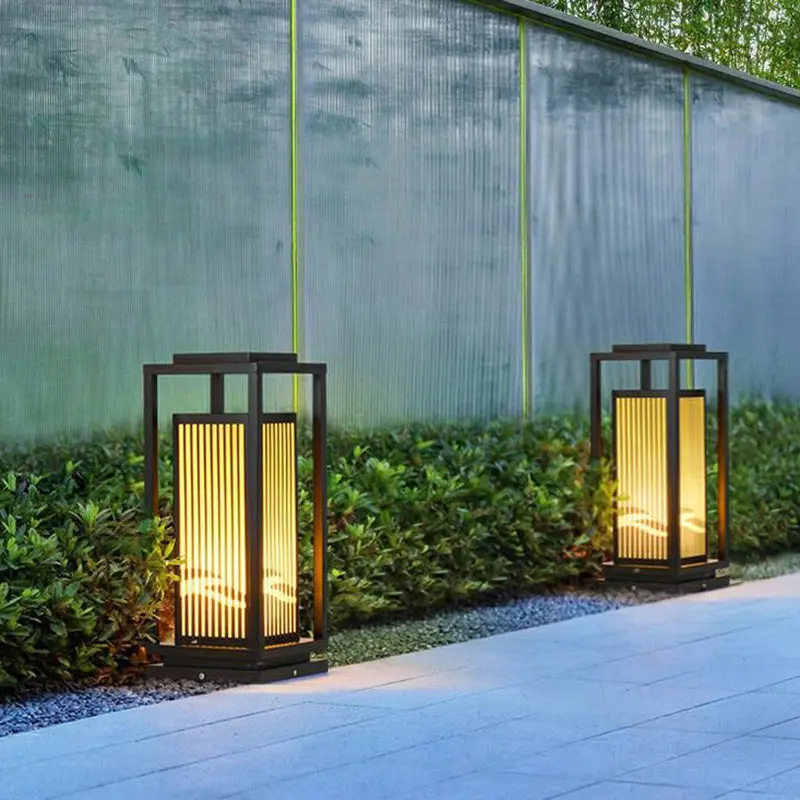 Modern Minimalist Stainless Steel & Resin Rectangular 1-Light Outdoor Light For Garden