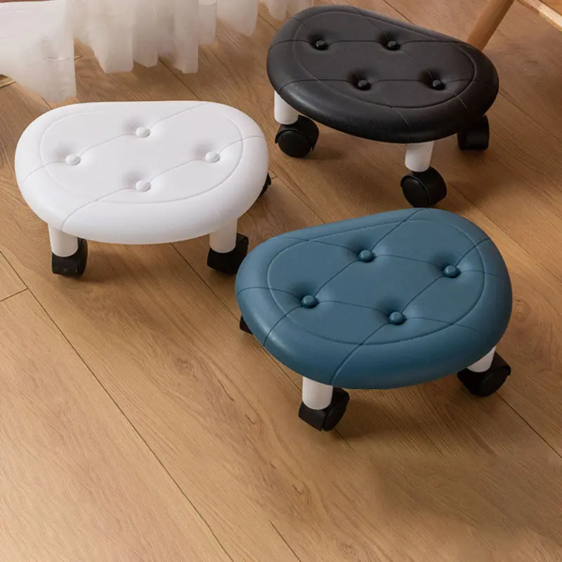 Modern Minimalist Plastic Oval Swivel Movable Low Stool For Entryway And Living Room