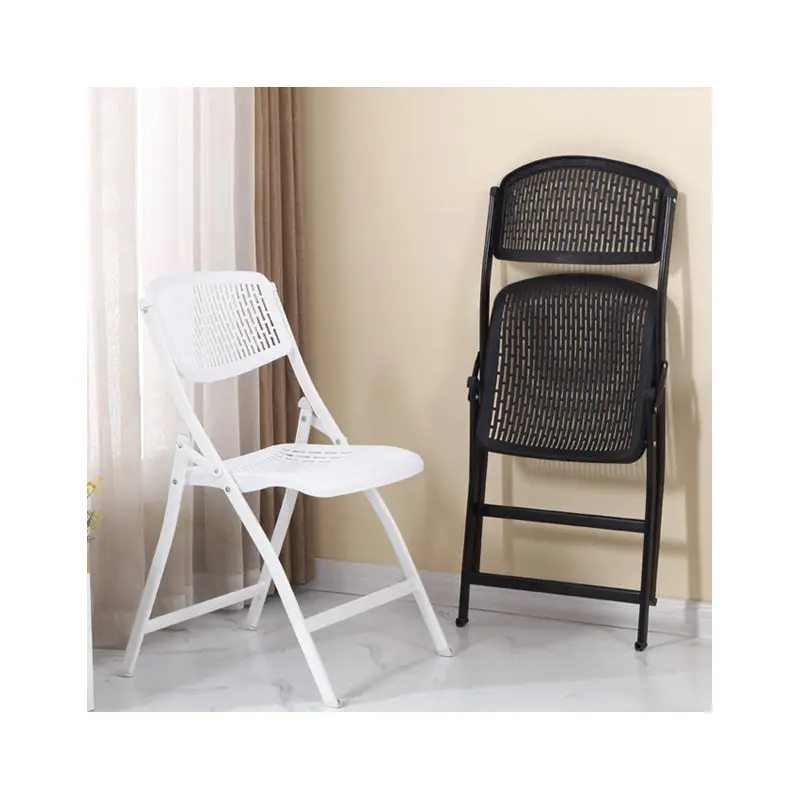 Modern Minimalist PP And Steel Square Foldable Desk Chair With Backrest For Home Office And Study