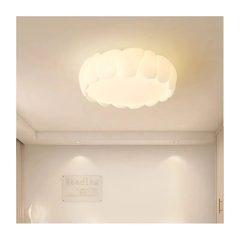 Contemporary Creative PE Iron Cream Bubble Round LED Flush Mount Ceiling Light For Bedroom & Living Room