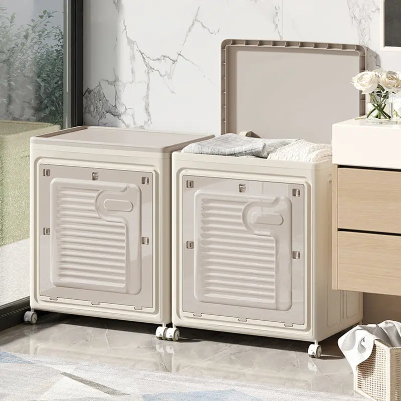 Contemporary Nordic Foldable Clothes Storage Cabinet Full PP Side Table 1 - Storage For Living Room