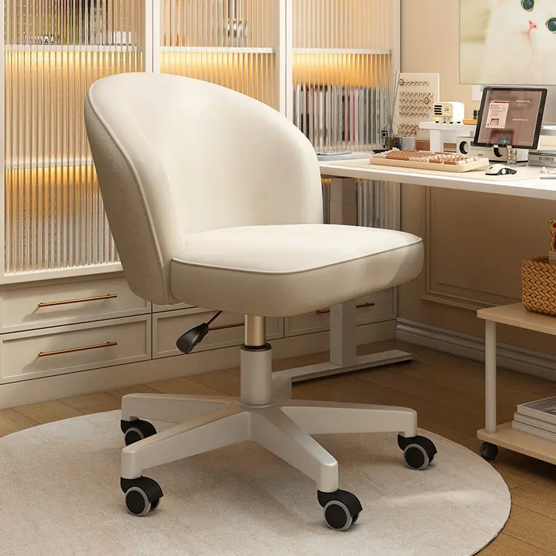 Contemporary Nordic Faux Leather Aluminum Alloy Plastic Swivel Desk Chair Backrest Armless For Study