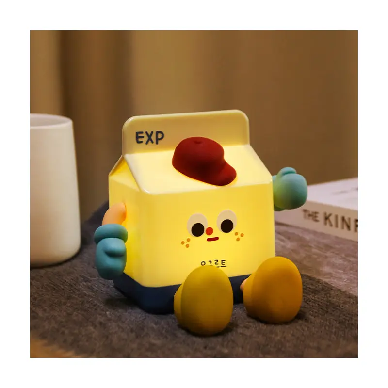 Contemporary Creative ABS Silicone Milk Carton LED Night Light Table Lamp For Bedroom