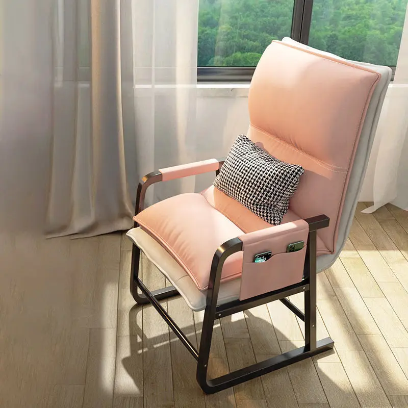 Contemporary Nordic Double-Layer Tech Fabric Upholstered Desk Chair Adjustable Backrest Armrest For Home Office