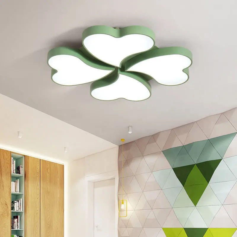 Contemporary Creative Four Leaf Heart Acrylic Shade Hardware LED Flush Mount Ceiling Light For Living Room