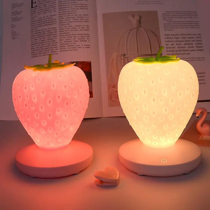 Contemporary Creative ABS & Silicone Strawberry LED Table Lamp Night Light For Bedroom